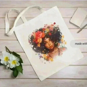 Black floral beauty on a canvas recycled canvas to bag
